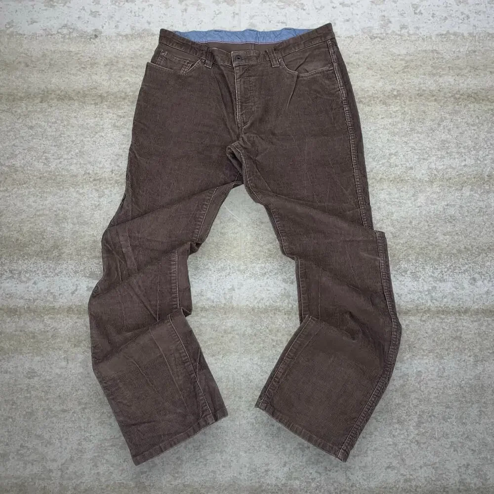 Vintage 90s LL Bean Corduroy Pants 36x32 Regular Straight Leg Chocolate Brown